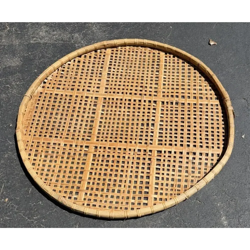 Large MCM Mid-Century Shallow Winnowing Basket 33” Vintage 3552-C